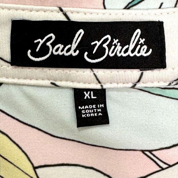 Bad Birdie Polo Shirt Mens XL Pastel Floral Golf Performance Stretch Made Korea - Picture 2 of 8